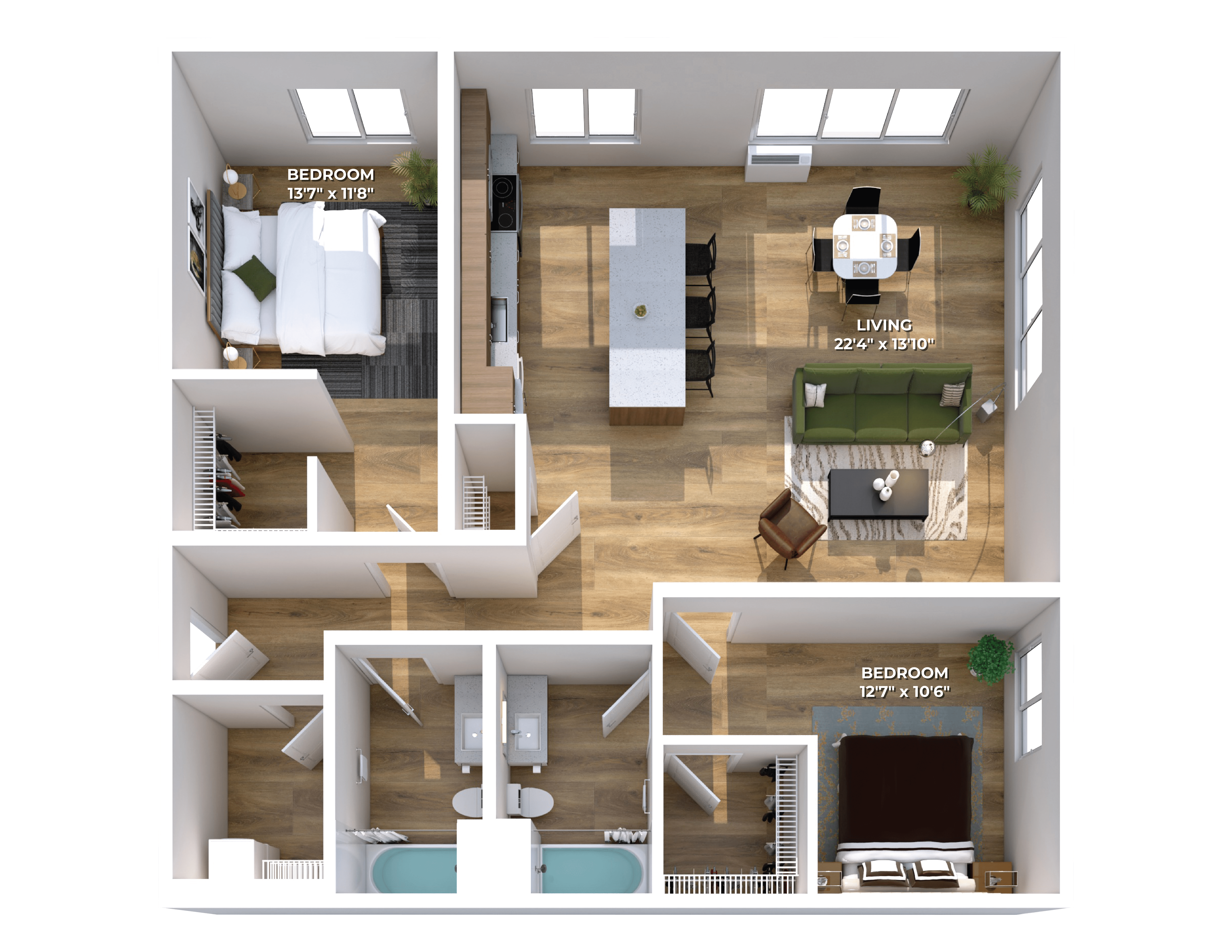 Floor plan layout diagram for Two Bedroom C7
